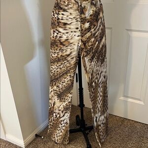 Roberto Cavalli Beige and Brown Patterned Pants